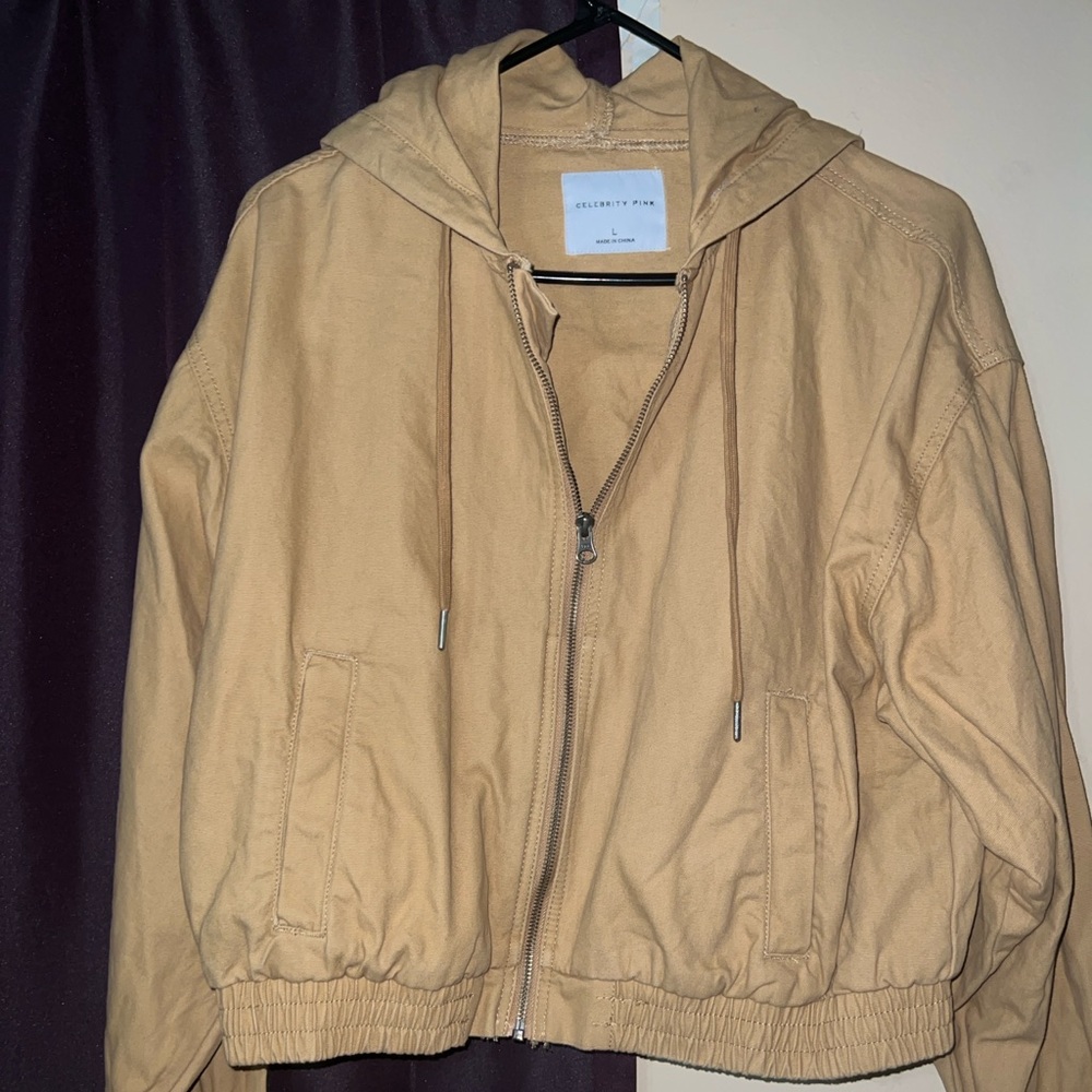 Celebrity Pink Tan Hooded Zip-Up Sweatshirt